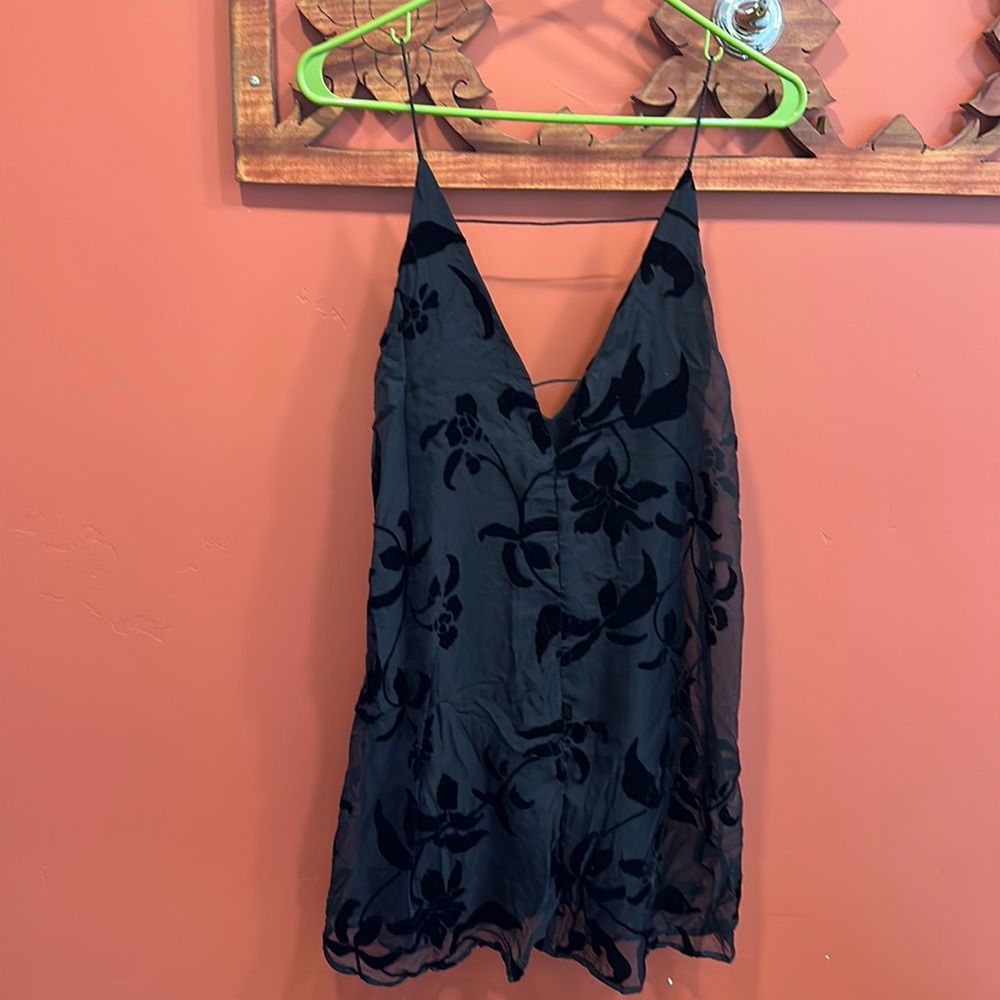 Black velvet embroidered mini dress